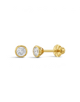 Aros Stud Circón bisel Oro 14K