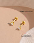Aros Stud Circón bisel Oro 14K