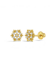 Aros Stud Snowflakes Circón Oro 14K