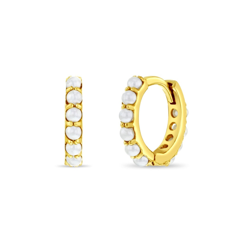 Aros Argolla Petite Perl 9 mm Oro 14K