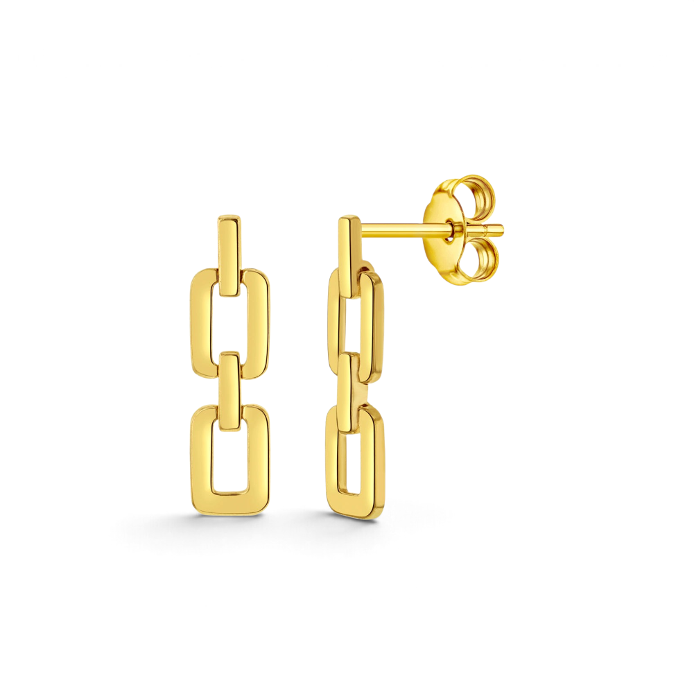 Aros Stud Eslabones  Oro 14K