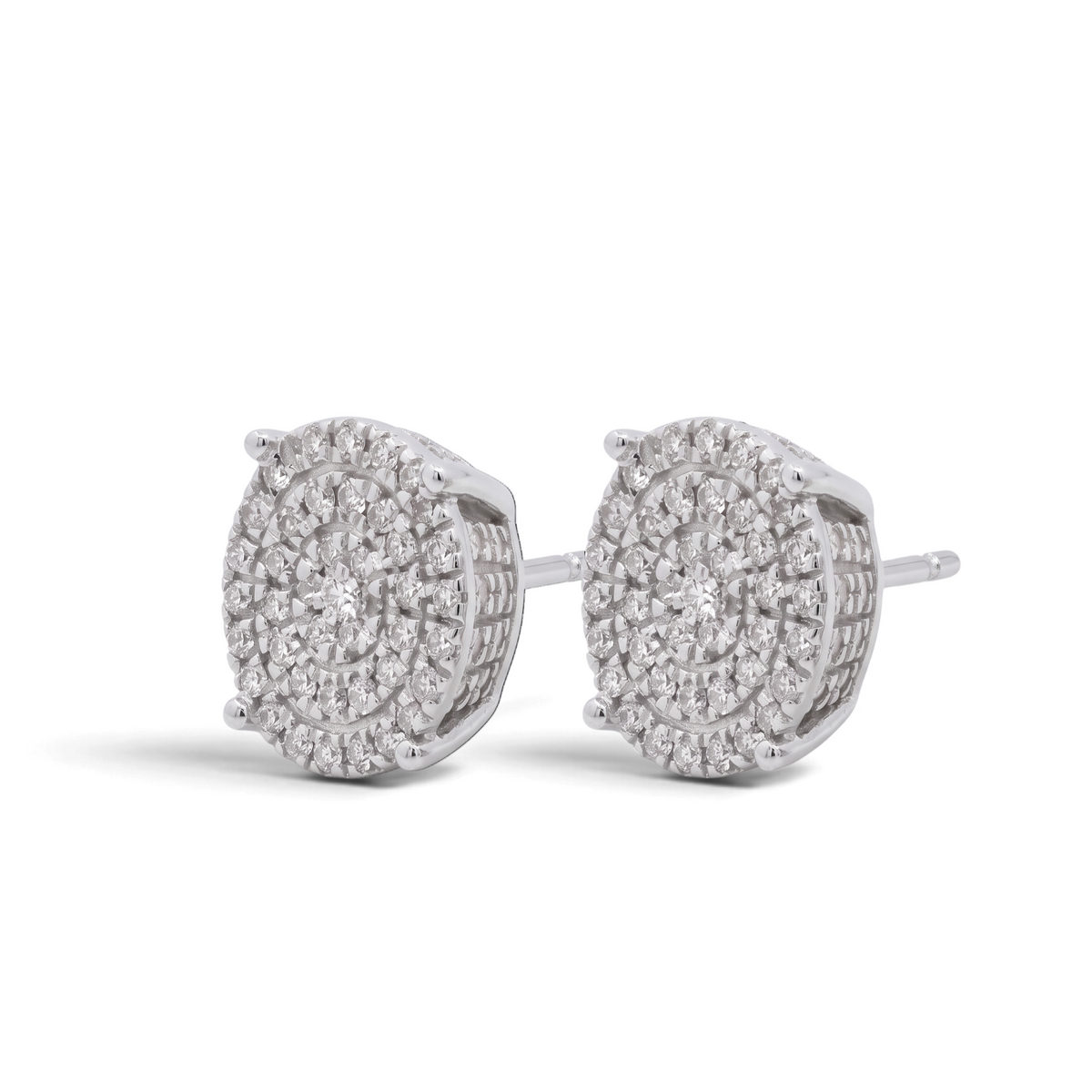 Aros stud Sophia Schneider Joyas de plata 925 con cluster de diamantes corte brillante de 0,25 ct y 9 mm de diámetro.