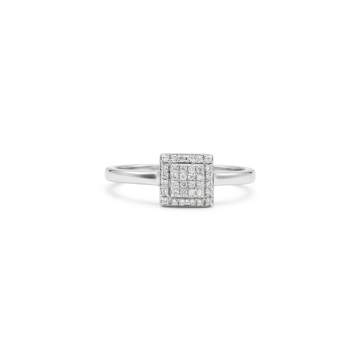 Anillo solitario Sophia Schneider Joyas de plata 925 con diseño cuadrado y diamantes corte brillante de 0,08 ct
