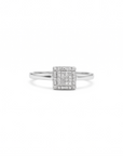 Anillo solitario Sophia Schneider Joyas de plata 925 con diseño cuadrado y diamantes corte brillante de 0,08 ct