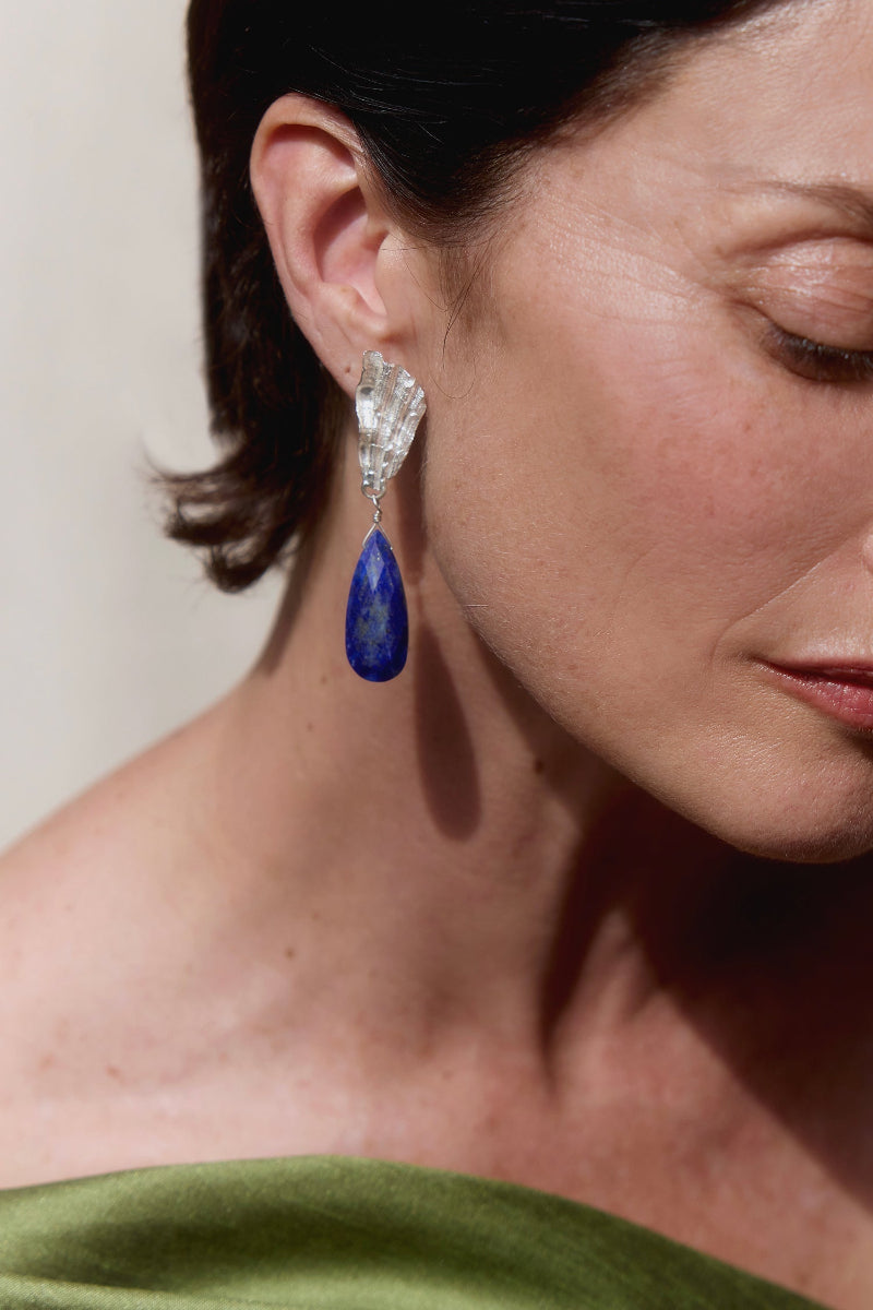 Aros Plata y gota de Lapislázuli - Tita Cardemil