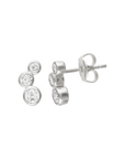 Aros Trio Circón Bisel Stud Plateados