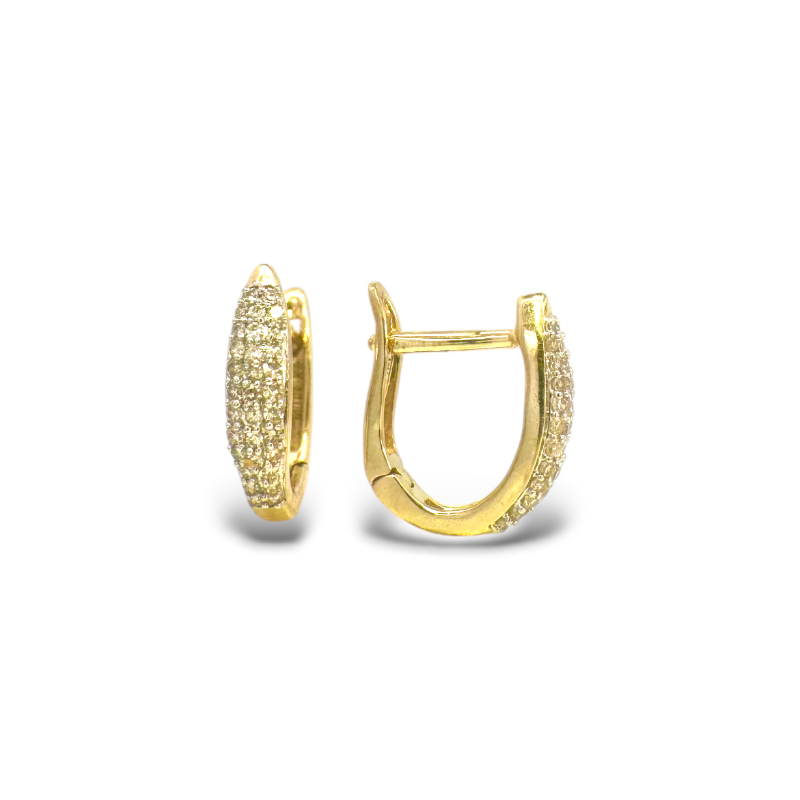 Aros argollas oval diamantes pavé 0,25 ct oro 10K