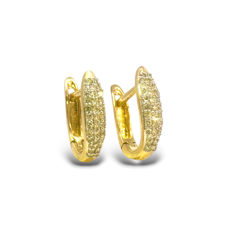 Aros argollas oval diamantes pavé 0,25 ct oro 10K