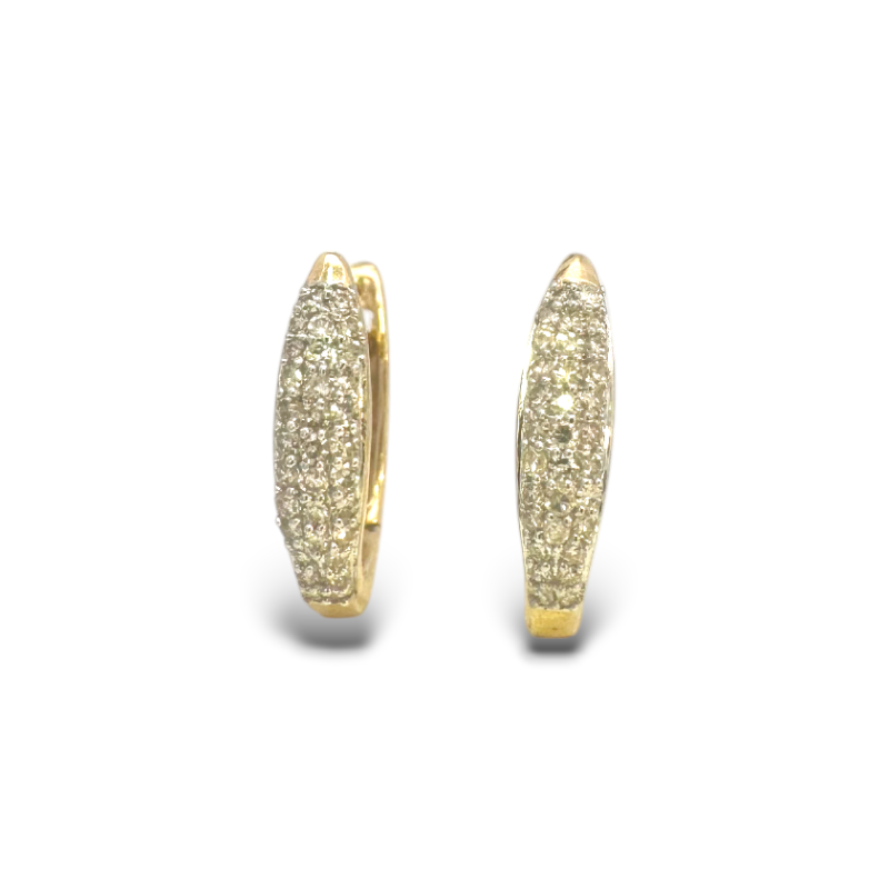 Aros argollas oval diamantes pavé 0,25 ct oro 10K