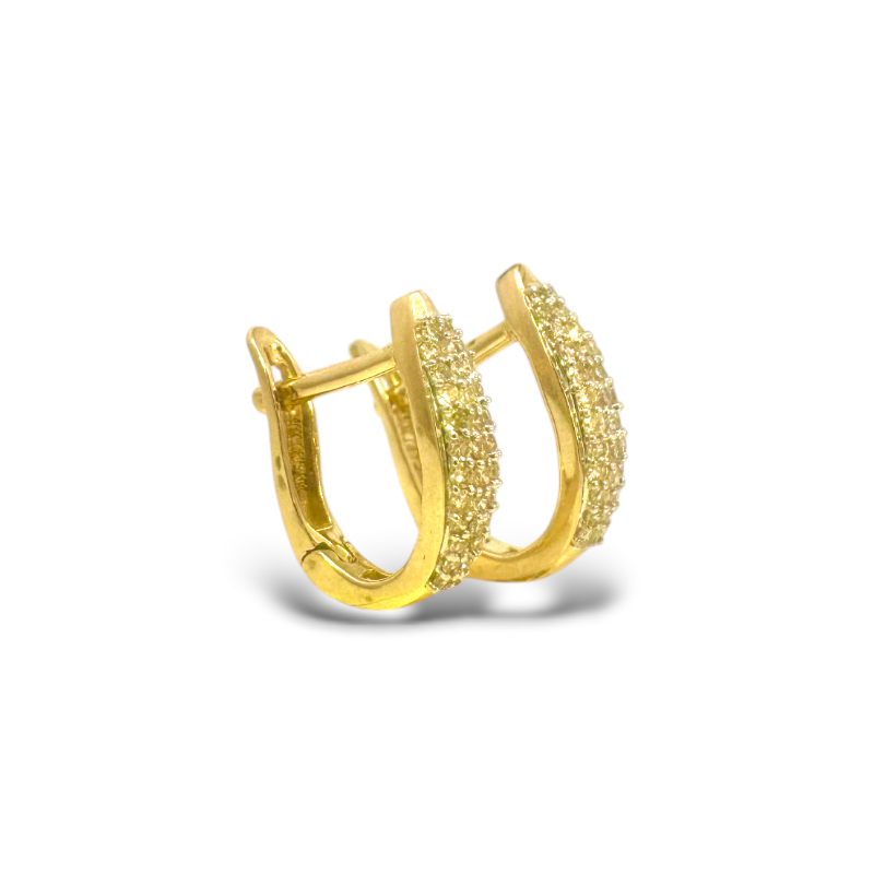 Aros argollas oval diamantes pavé 0,25 ct oro 10K