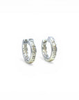 Aros argollas diamantes en riel 0,05 ct oro blanco 10K