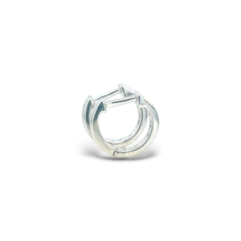 Aros argollas diamantes en riel 0,05 ct oro blanco 10K