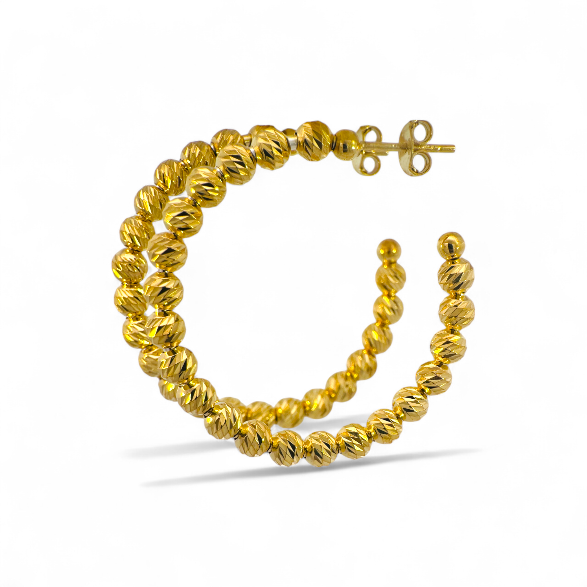 Aros argollas facetadas de plata 925 bañados en oro