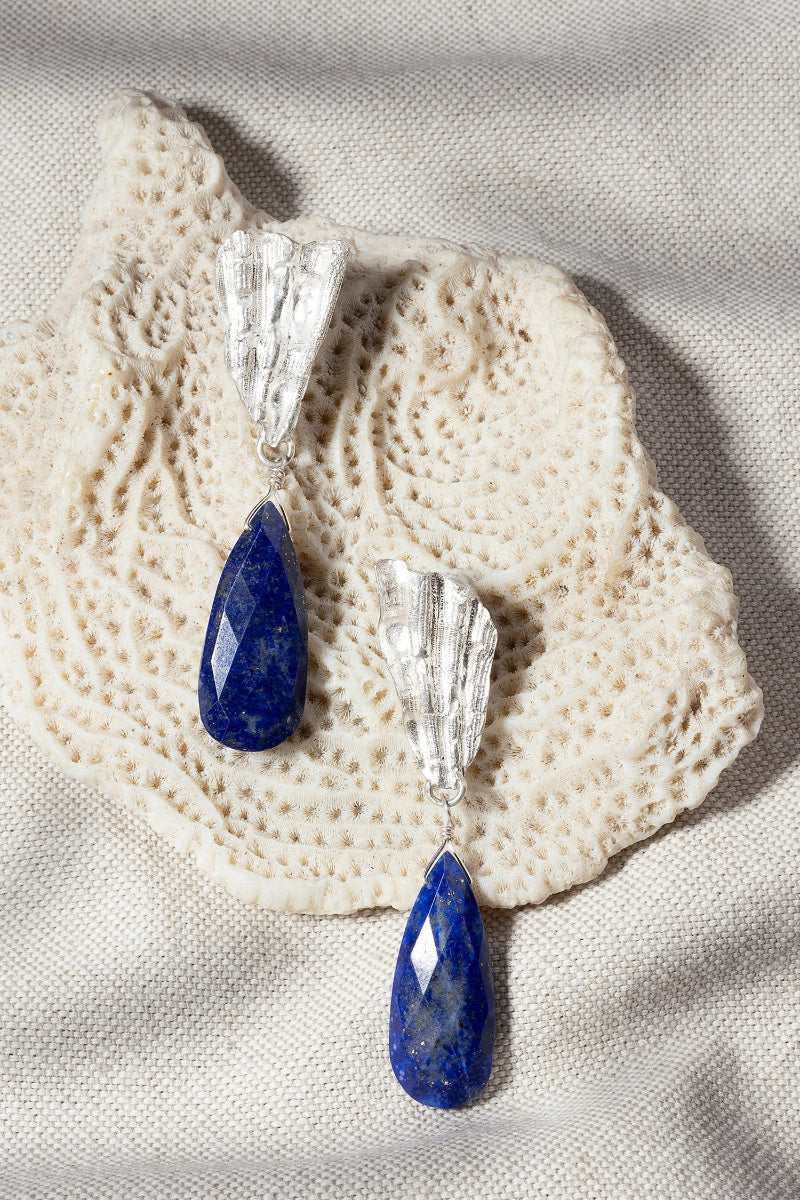 Aros Plata y gota de Lapislázuli - Tita Cardemil