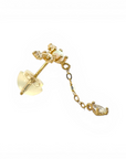 Aro stud trio y cadena colgante oro 14K (tope goma)