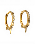 Aros argollas con circones y puntas oro 14K