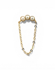 Aro stud trio perlas y cadena oro 14K (tope goma)
