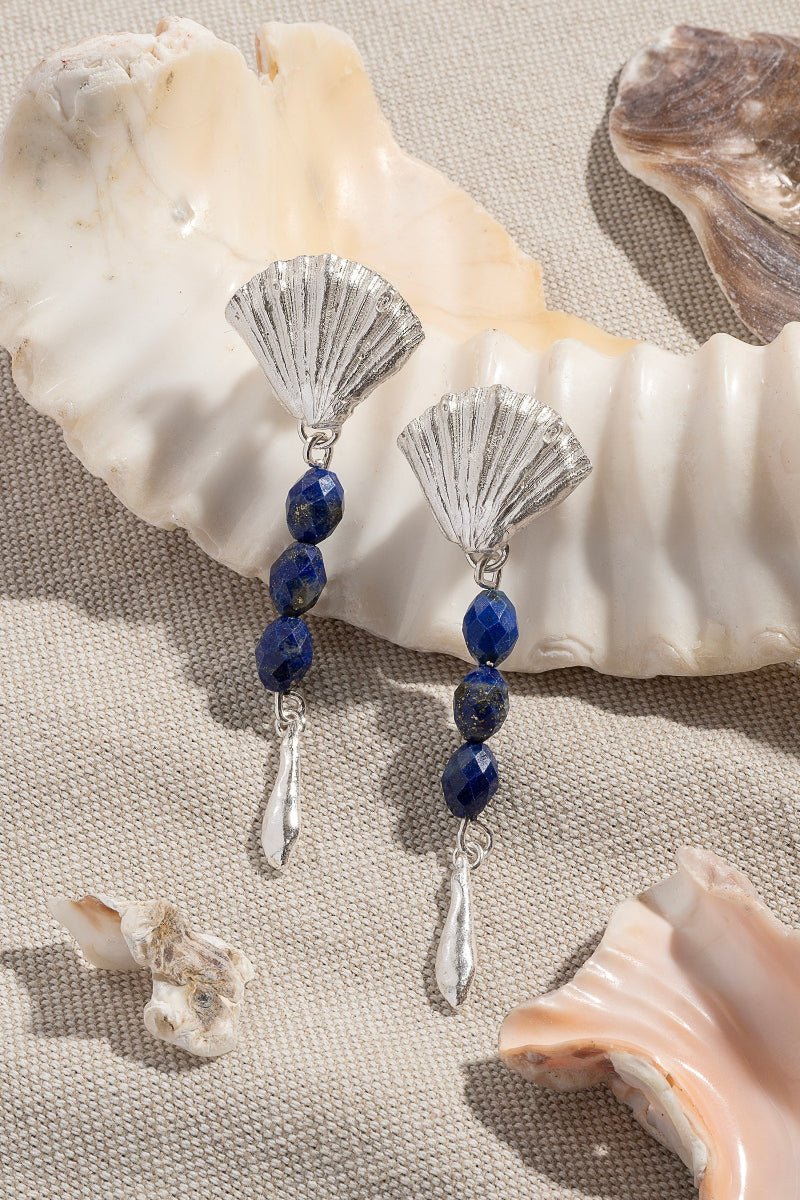 Aros Plata y cuentas de Lapislázuli - Tita Cardemil