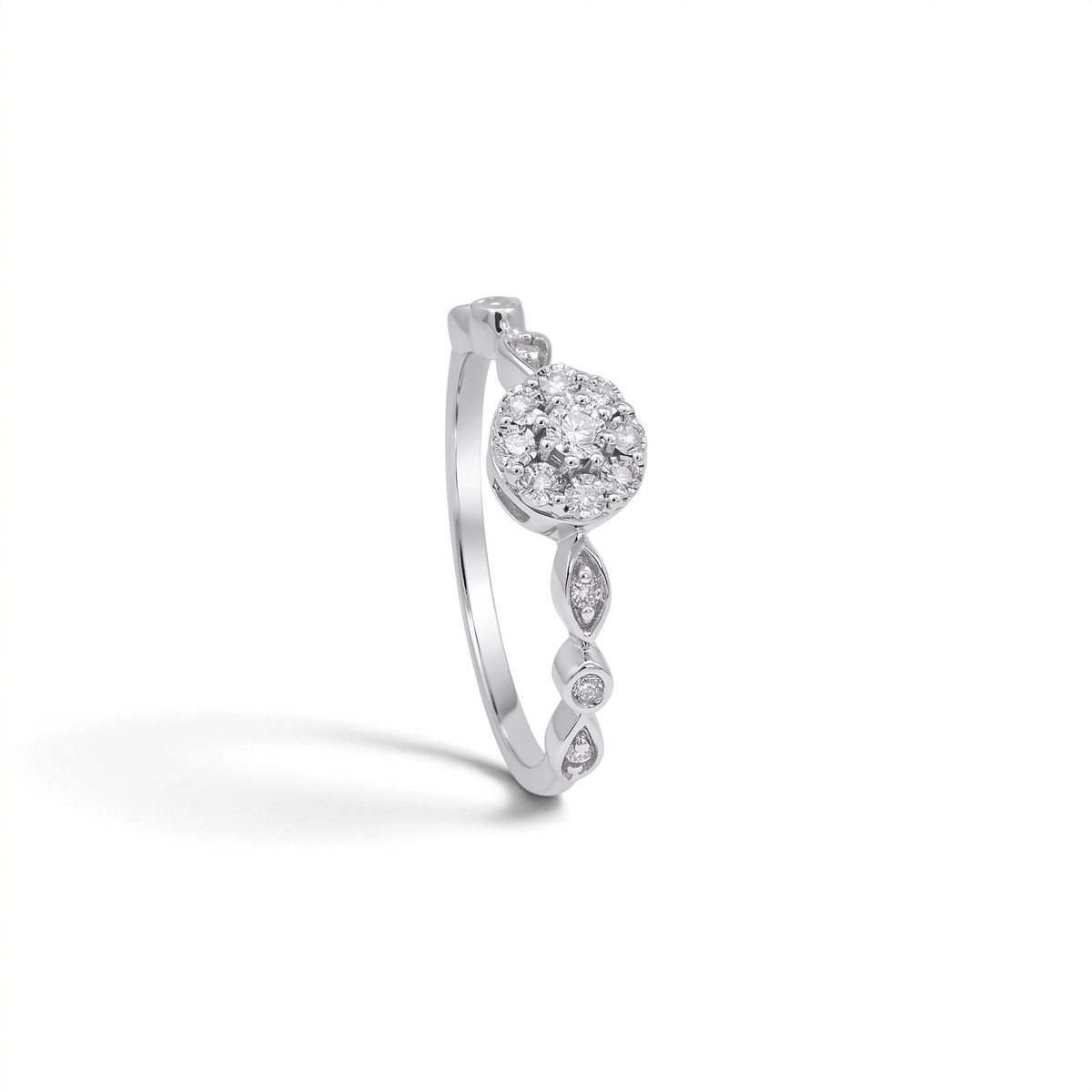 Anillo Solitario Cluster Diamantes 0,10 ct plata