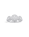 Anillo tricillo Sophia Schneider Joyas de plata 925 con diamantes corte brillante en diseño halo