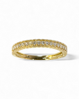 Anillo Cintillo Diamantes borde ruleteado oro 18K