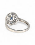 A pedido - Anillo Solitario Zafiro Halo triple de brillantes y zafiros en oro blanco 18K