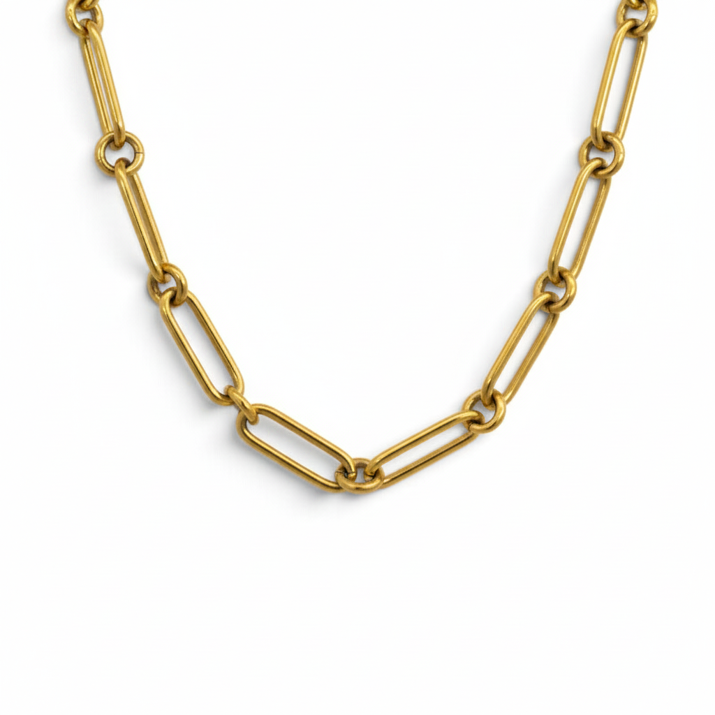 Collar de eslabones tipo clip y circulares de Sophia Schneider Joyas en oro amarillo de 14K de 45 cm de largo