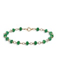 Pulsera ClaraJoyas de 17 cm con cuentas de aventurina verde de 3 mm y eslabones de alambre dorado ajustable