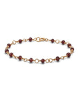 Pulsera alambrada ClaraJoyas de 17 cm con pequeñas cuentas de granate facetado de 2 mm y eslabones dorados