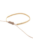 Pulsera ajustable ClaraJoyas de hilo beige con mostacillas planas de plata bañadas en oro