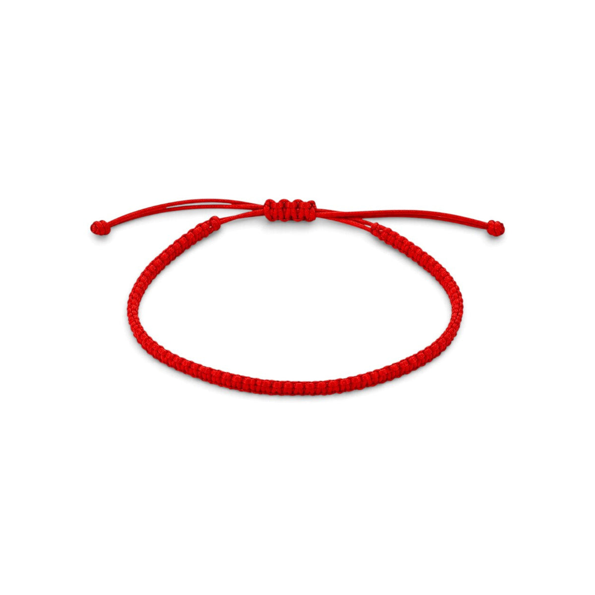 Pulsera ClaraJoyas de hilo rojo Miyuki con diseño simple y ajustable sobre fondo blanco