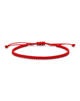 Pulsera ClaraJoyas de hilo rojo con cuentas Miyuki en diseño simple y ajustable sobre fondo blanco