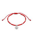 Pulsera ajustable ClaraJoyas de cuentas Miyuki rojas y detalles en plata con medalla de San Benito