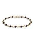 Pulsera ClaraJoyas de 17 cm con cuentas de ónix negro de 2 mm y eslabones de alambre dorado ajustable
