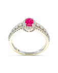 Anillo Solitario rubí y banda de brillantes