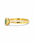 Anillo Solitario Esmeralda Oval halo brillantes oro 18K