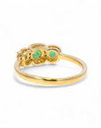 Anillo tricillo esmeraldas halo brillantes oro amarillo 18k