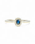 Anillo Solitario Zafiro Oval 0,25 ct Halo Brillantes