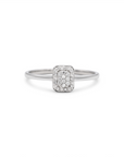 Anillo Solitario Cluster rectangular diamantes 0,08 ct plata