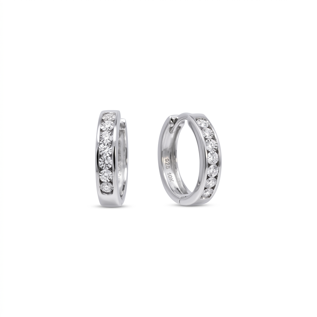 Aros argollas Sophia Schneider Joyas de plata 925 con diamantes corte brillante en engaste de riel de 15 mm