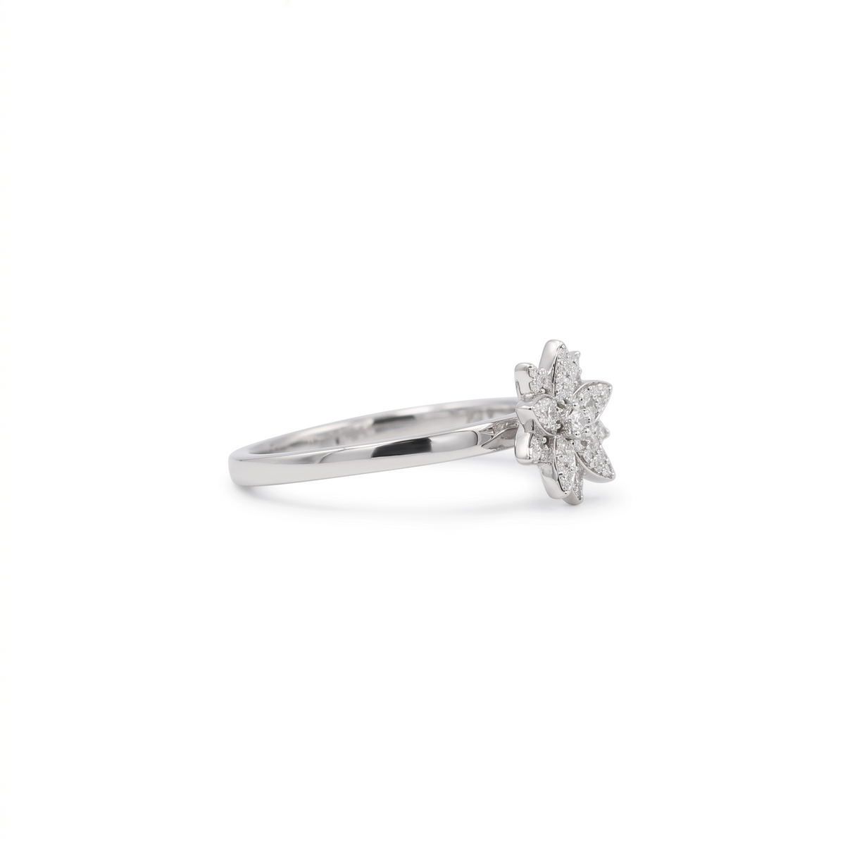 Anillo Solitario Diamante Flor 0,125 ct plata