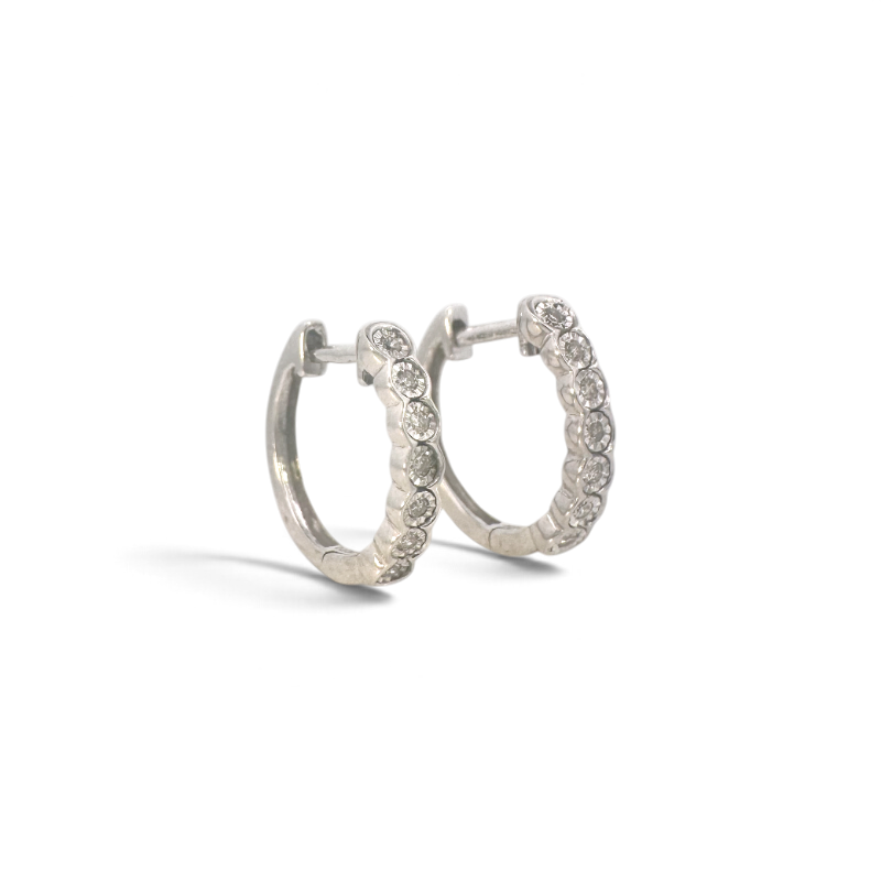 Aros argollas Sophia Schneider Joyas de plata 925 con diamantes de 0,10 ct engastados en bisel