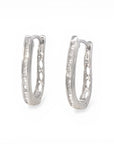 Aros argollas ovales curvas diamantes baguette en riel 0,25 ct plata 925