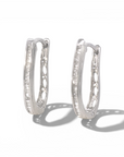Aros argollas ovales curvas diamantes baguette en riel 0,25 ct plata 925