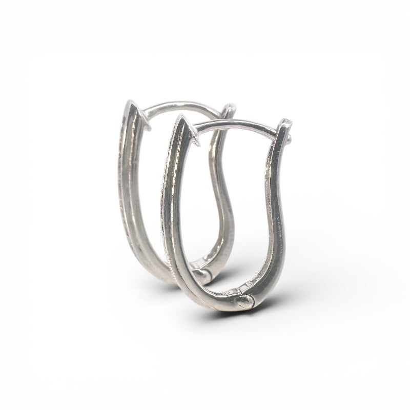 Aros argollas ovales curvas diamantes baguette en riel 0,25 ct plata 925