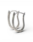 Aros argollas ovales curvas diamantes baguette en riel 0,25 ct plata 925