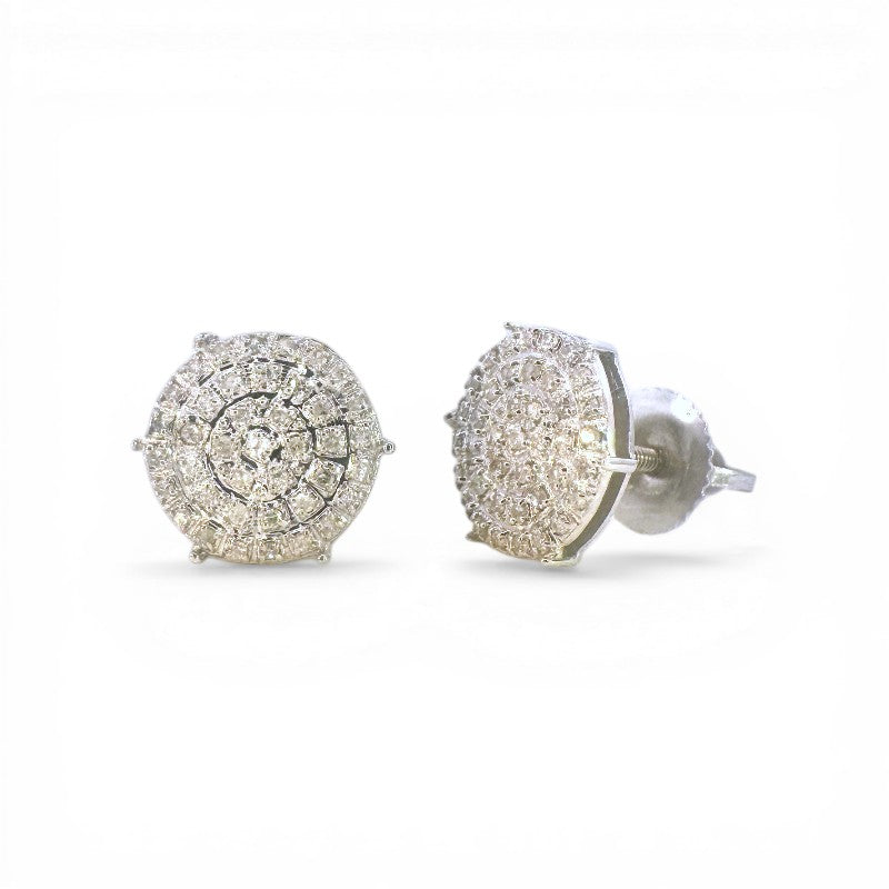 Aros stud brillantes en pavé seis grifas 0,20 ct oro 10K