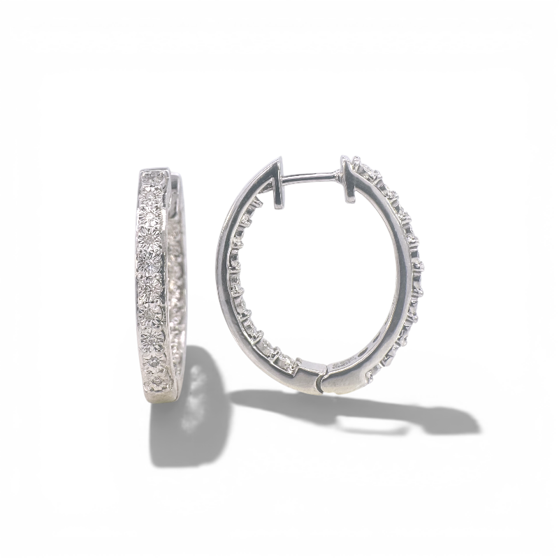 Aros Argollas ovales Diamantes 0,10 ct plata