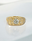 Anillo Solitario Diamante Lab (0,73 ct) Redondo Hojas Gold