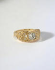 Anillo Solitario Diamante Lab (0,73 ct) Redondo Hojas Gold